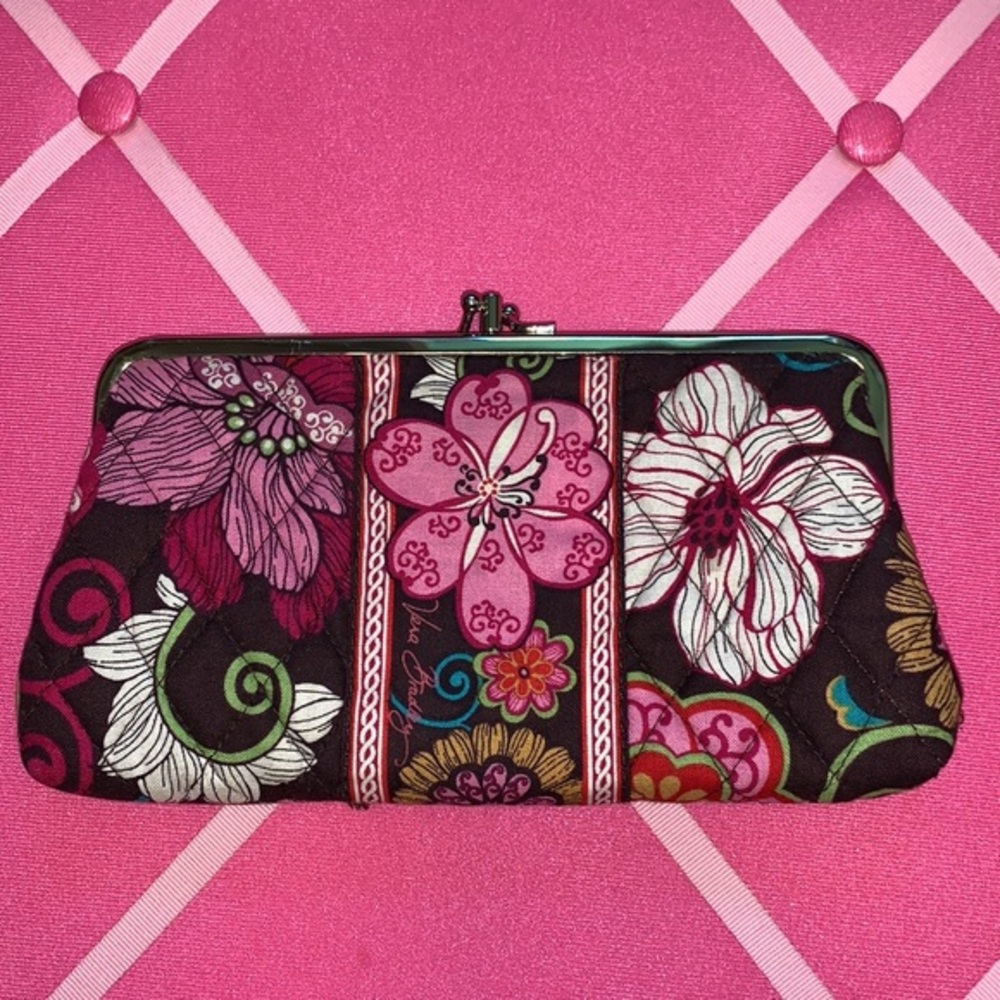 Vera Bradley Pink And Brown Floral Clutch
